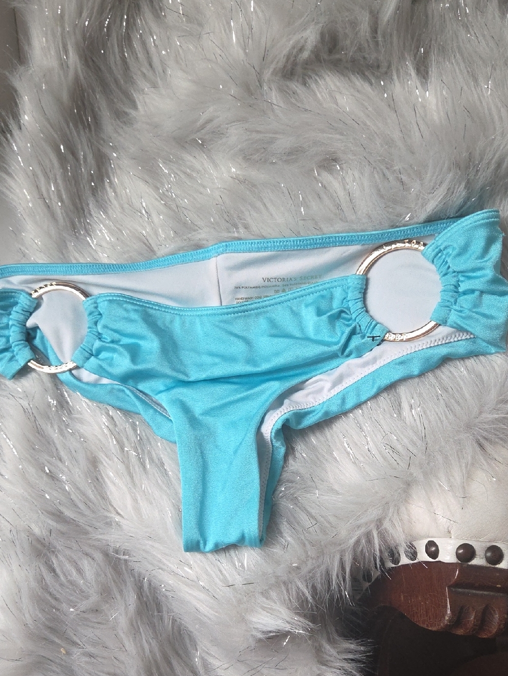 Victoria's Secret Turquoise Bikini Bottoms with Gold Rings